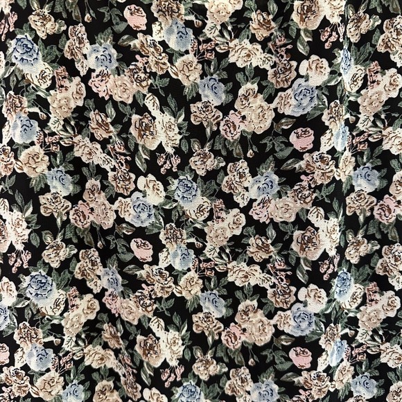 Lush Womens MIDI Dress W/ Puff Sleeve In Black Multi Floral- Size Large - Picture 5 of 14